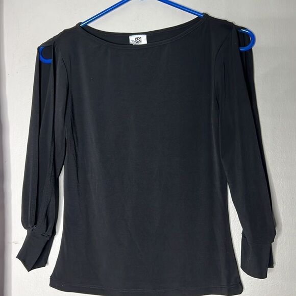 ING International Newport Group Black relaxed fit split long sleeve top - Picture 2 of 11